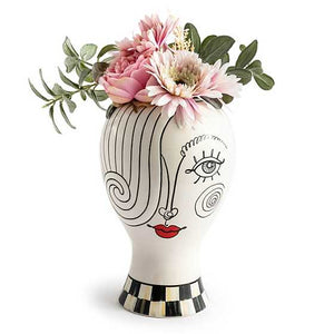MacKenzie-Childs Doodles Lady Head Vase