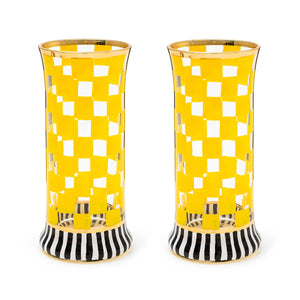 MacKenzie-Childs Carnival Yellow High Ball Glasses Set of 2