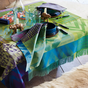 Garnier-Thiebaut Santa Fe Vert Jacquard Tablecloth