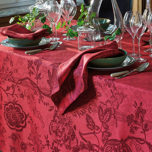 Garnier-Thiebaut Scarlett Carmin Jacquard Tablecloth