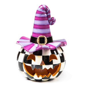 MacKenzie-Childs Illuminated Happy Jack Pumpkin - Purple Hat