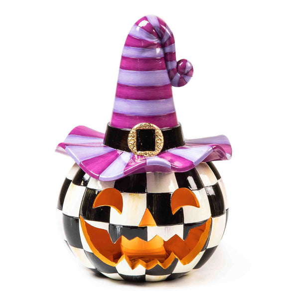 MacKenzie-Childs Illuminated Happy Jack Pumpkin - Purple Hat