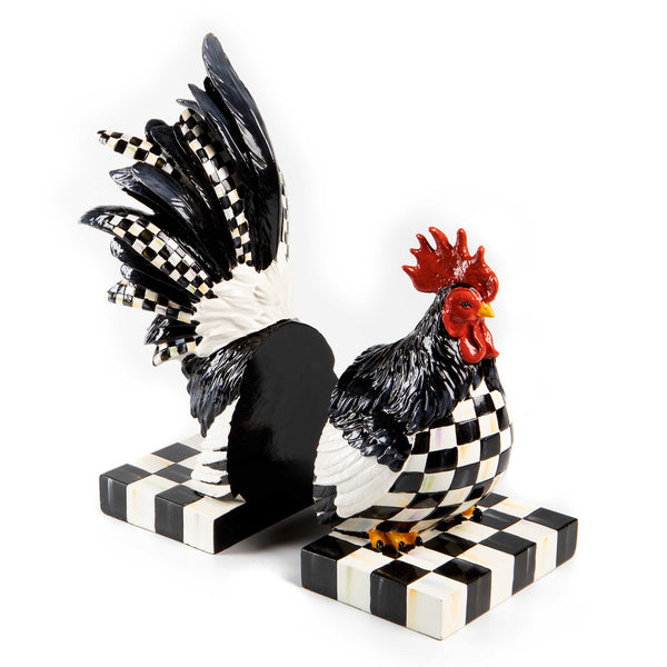 MacKenzie-Childs Courtly Check Rooster Book Ends