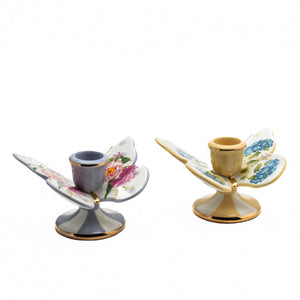 MacKenzie-Childs Wildflowers Butterfly Candle Holders - Set of 2