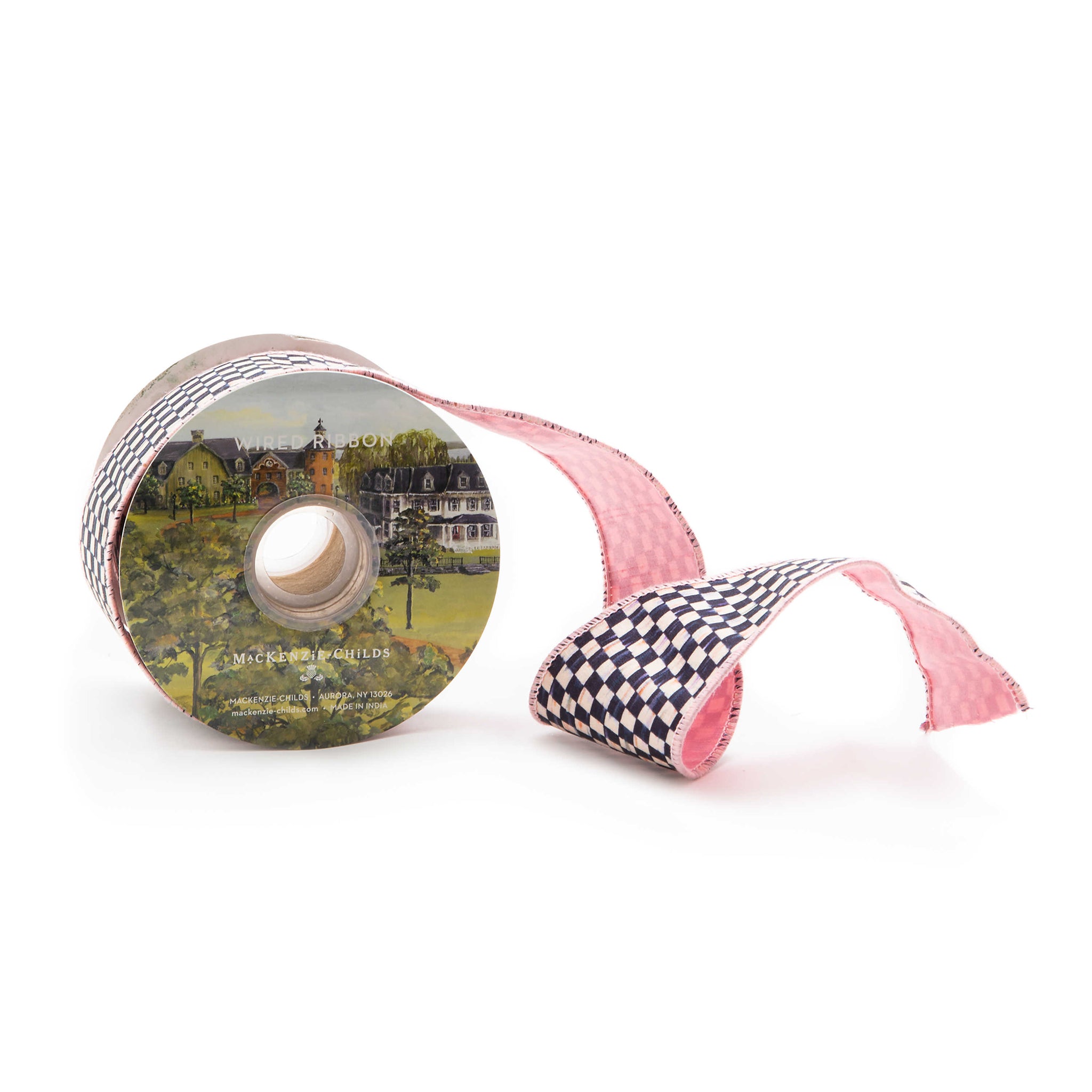 MacKenzie-Childs Courtly Check 2.5 Ribbon - Pink - Jane Leslie and Co.