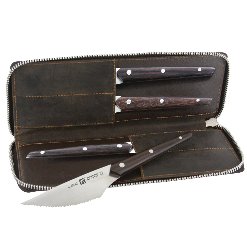 J.A. Henckels 4-pc Gentlemen's Steak Knife Set with Leather Travel Case