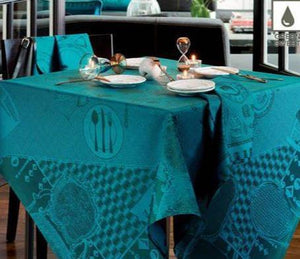 Garnier-Thiebaut Entre Amis Bleu Canard Tablecloth