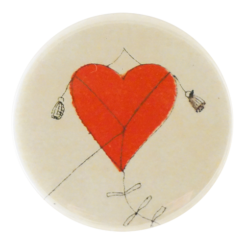 John Derian Red Heart Kite Mirror Button