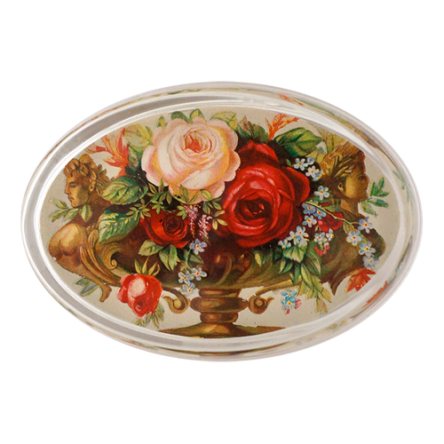 John Derian Roses Footed Urn Oval Paperweight