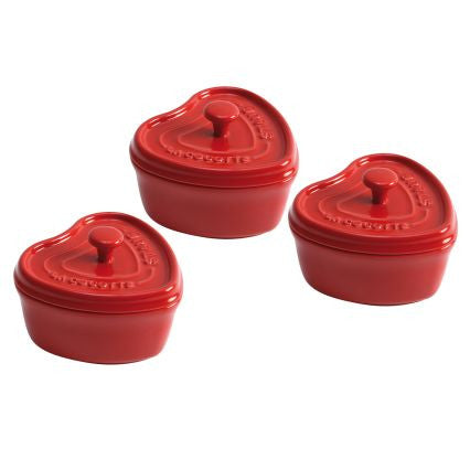 Staub Ceramics 3-Pc Mini Heart Cocotte Set-Cherry - Jane Leslie and Co.